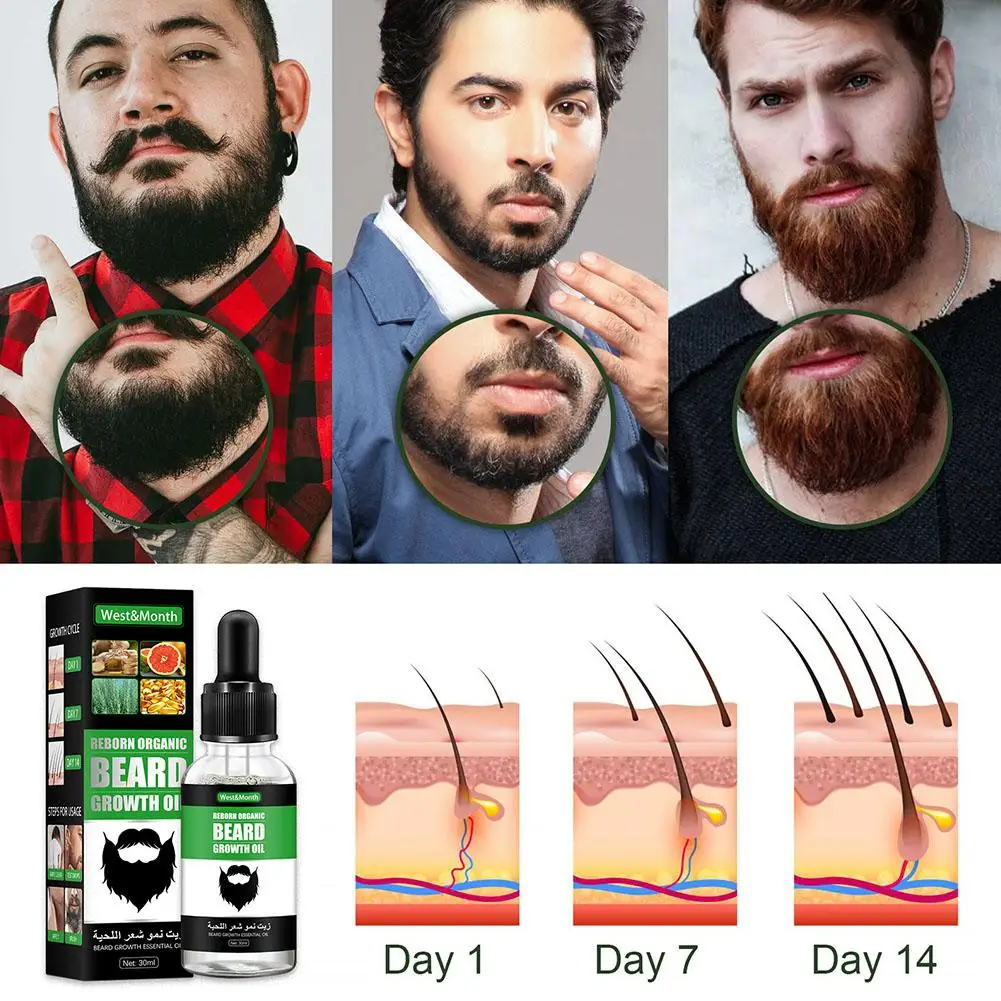 Óleo essencial de barba para homens, produto anti-perda de cabelo, rebrota natural do bigode, rolo nutritivo, novo