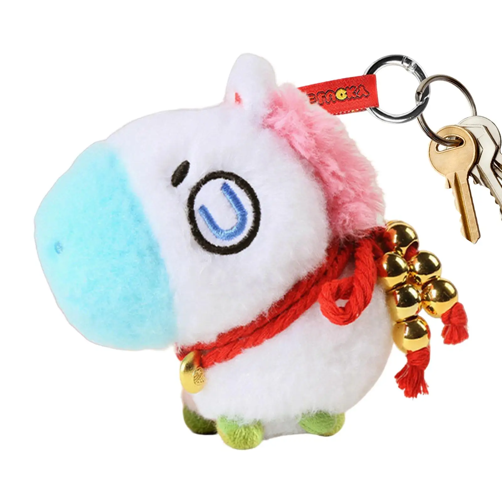 Gunstige paard tas charme 2026 jaar pluche mascotte hanger voor rugzak portemonnee sleutelhanger cadeau voor volwassenen familie vrienden woon-werkverkeer