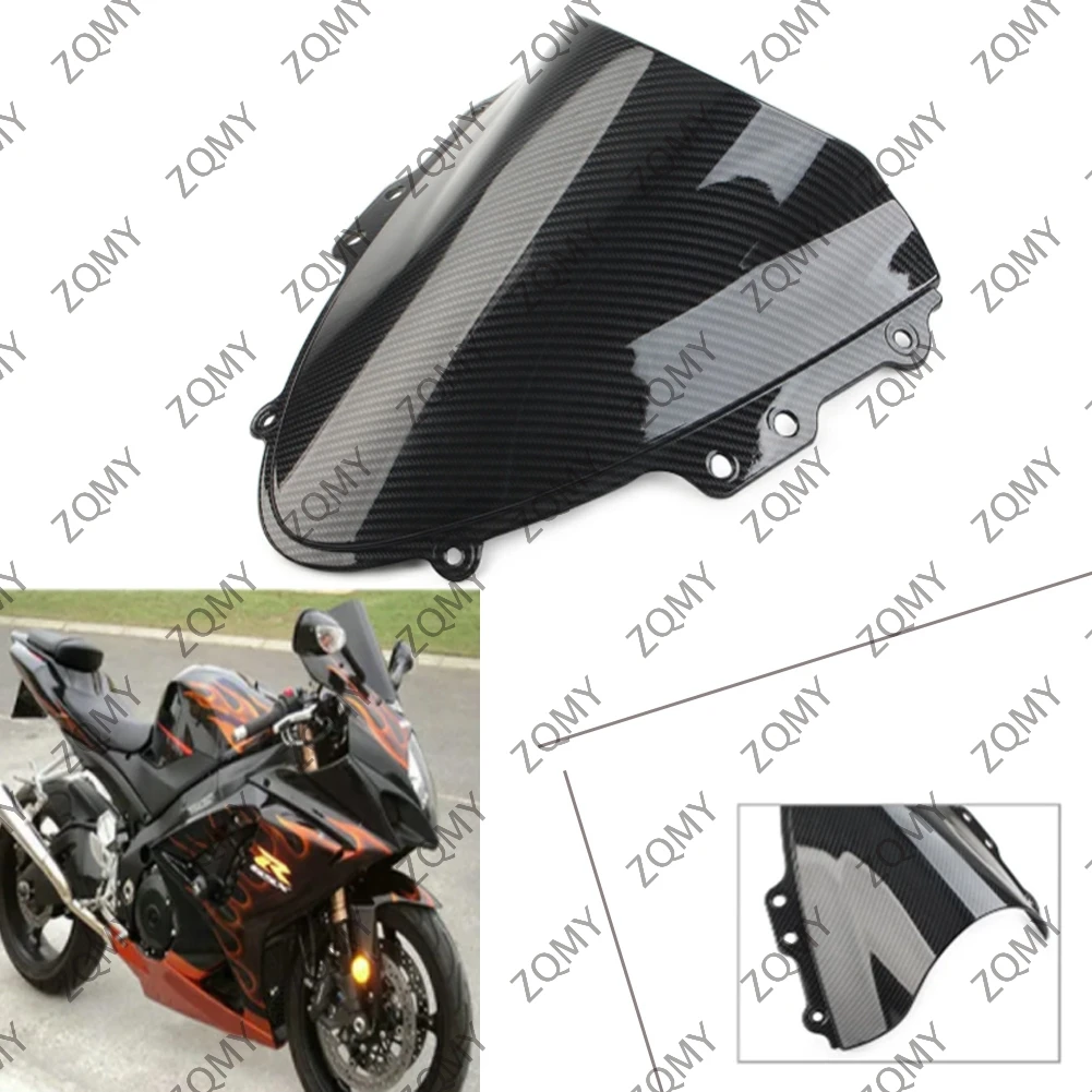 ​Black Carbon Fiber ABS Motorbike Windshield Double Bubble Wind Screen Shield For Suzuki GSXR600 GSXR750 K4 2004 2005