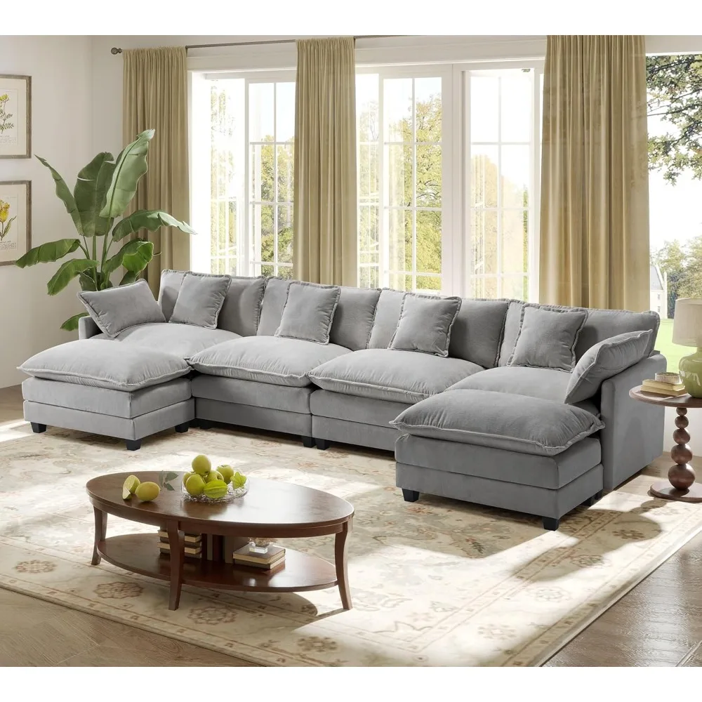 

149.2" Modular Sectional Sofa,U Shaped Couch for Living Room,Modern Deep Seat Sofa 3 Seater Chenille Fabric Comfy Cloud Couches