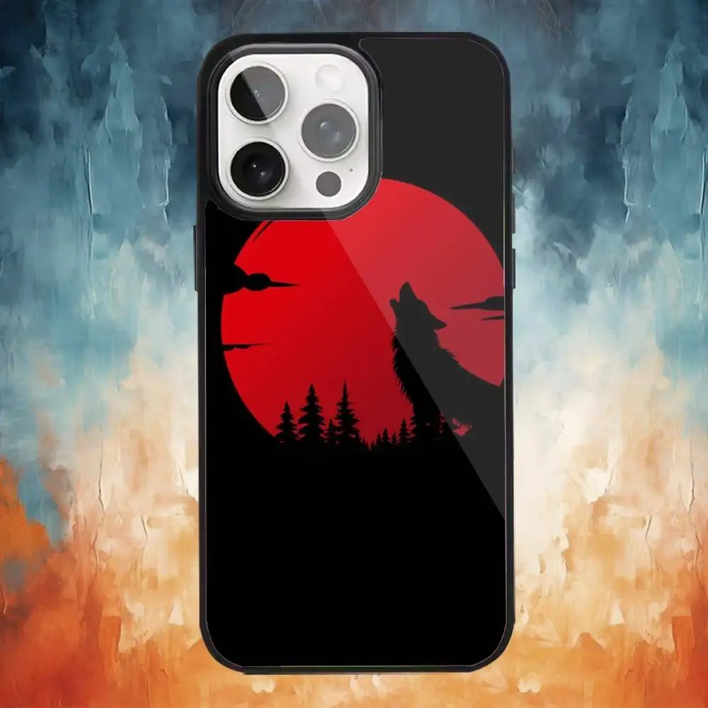 月の咆哮する狼 iPhoneケース iPhone17、16、15、14、13、12、11 Plus、Pro Max対応 マグネット式MagSafe ワイヤレス充電対応