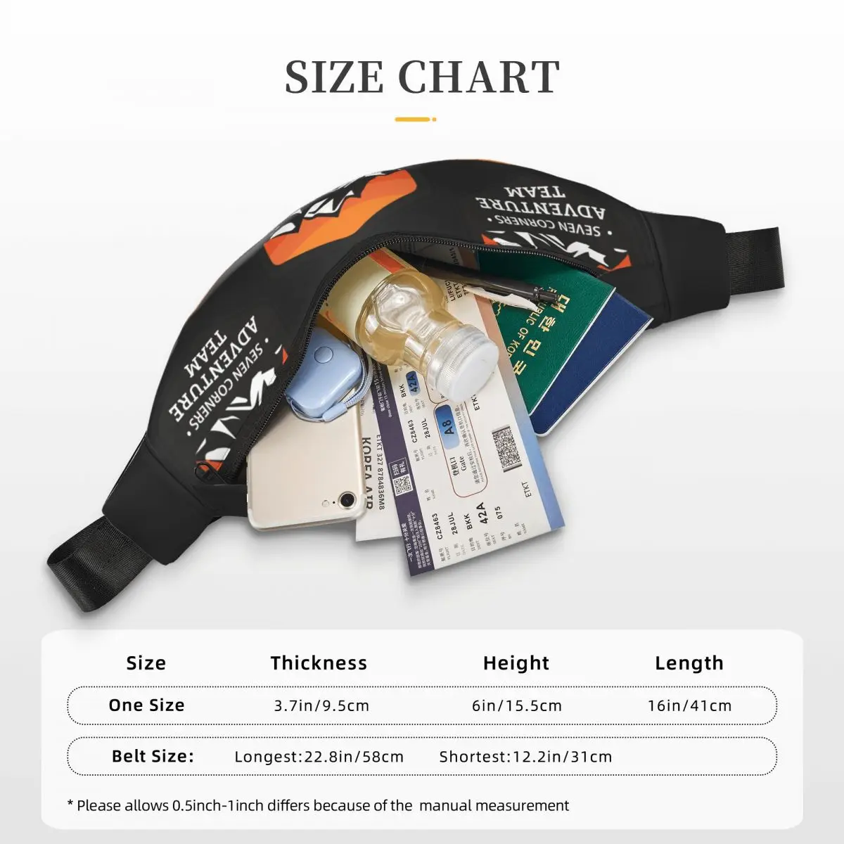 어드벤처 로고 유니섹스 허리 가방, 다기능 슬링 크로스 바디 백, 가슴 가방, 짧은 여행 허리 팩