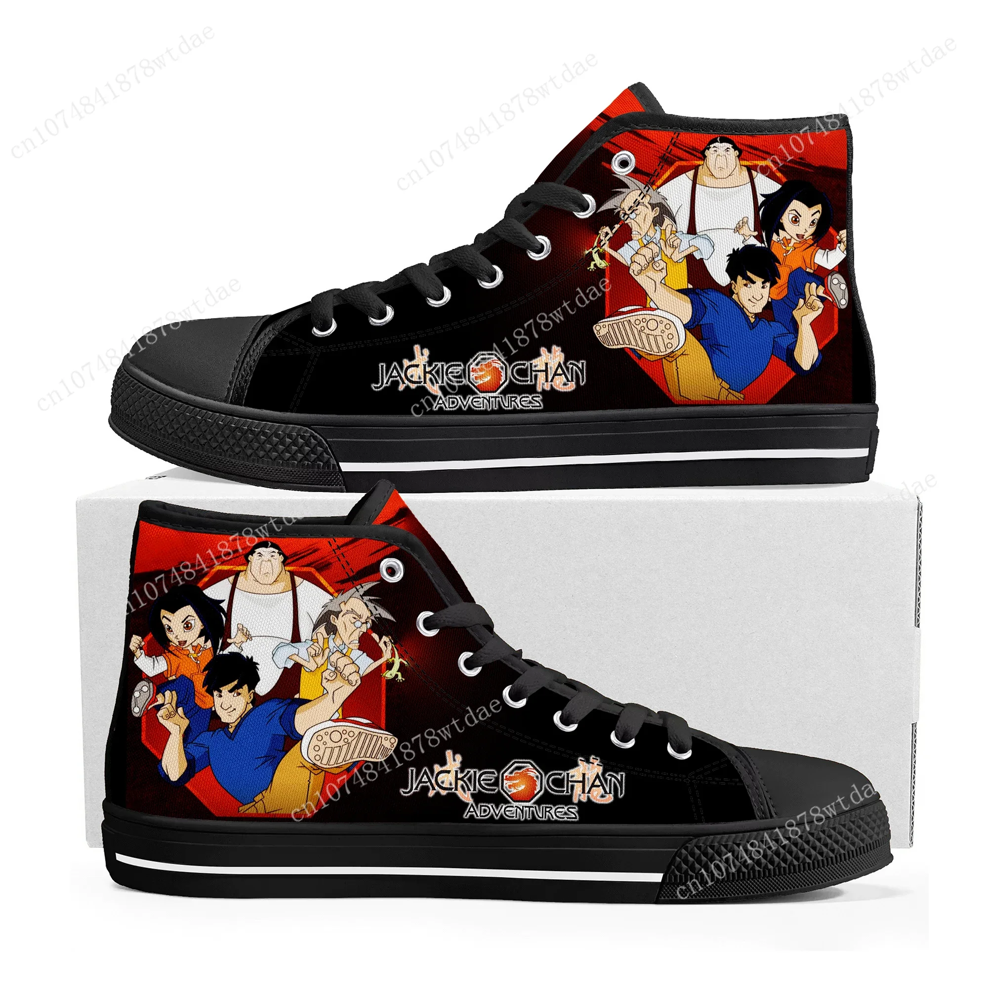 Jackie Chan Adventures High Top Sneakers Mens Womens Teenager High Quality Canvas Sneaker Anime Cartoon Casual Custom Made Shoes