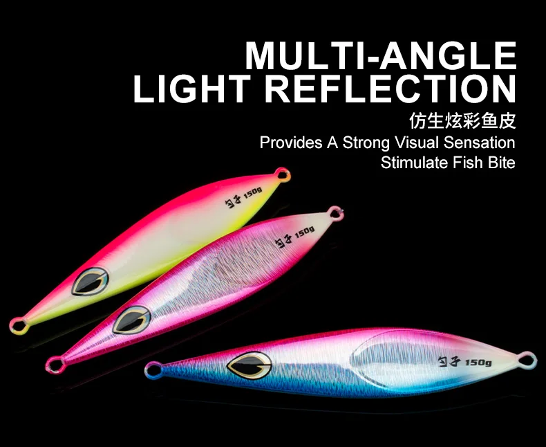 TEASER J125 80g 100g 150g Slow Pitch Jigging Köder Angeln Jigbait Löffel Metall Jig Köder Salzwasser angeln Glow Metall Jig Köder – Detail 7
