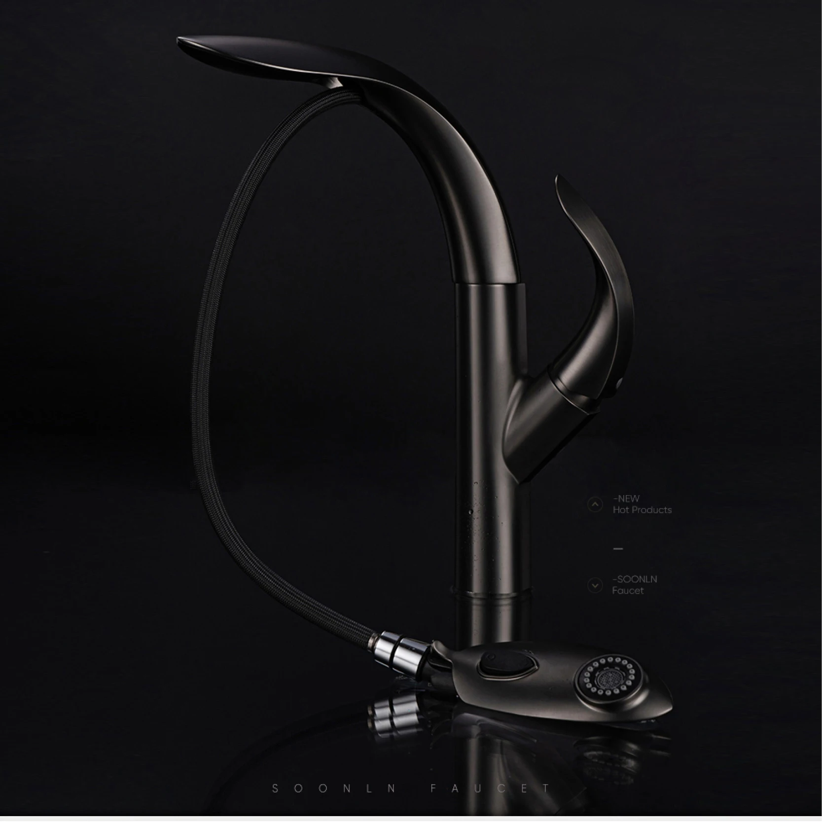 AITANA Gun Grey Luxury Brass Modern Kitchen Faucet Pull out Design 2-Function Hot and Cold Water Sink Touch Mode Faucet