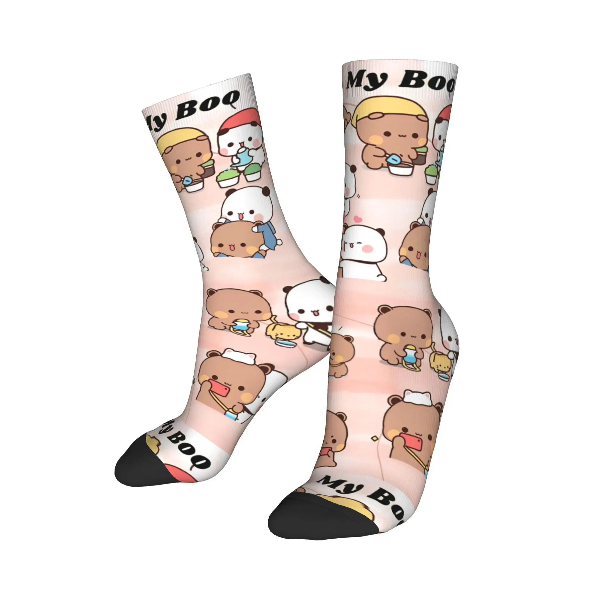 Bubu Dudu Panda Bears Cartoon Autumn Winter Crazy Design UnisexSocks Collection Cute Non-slip Sports Socks