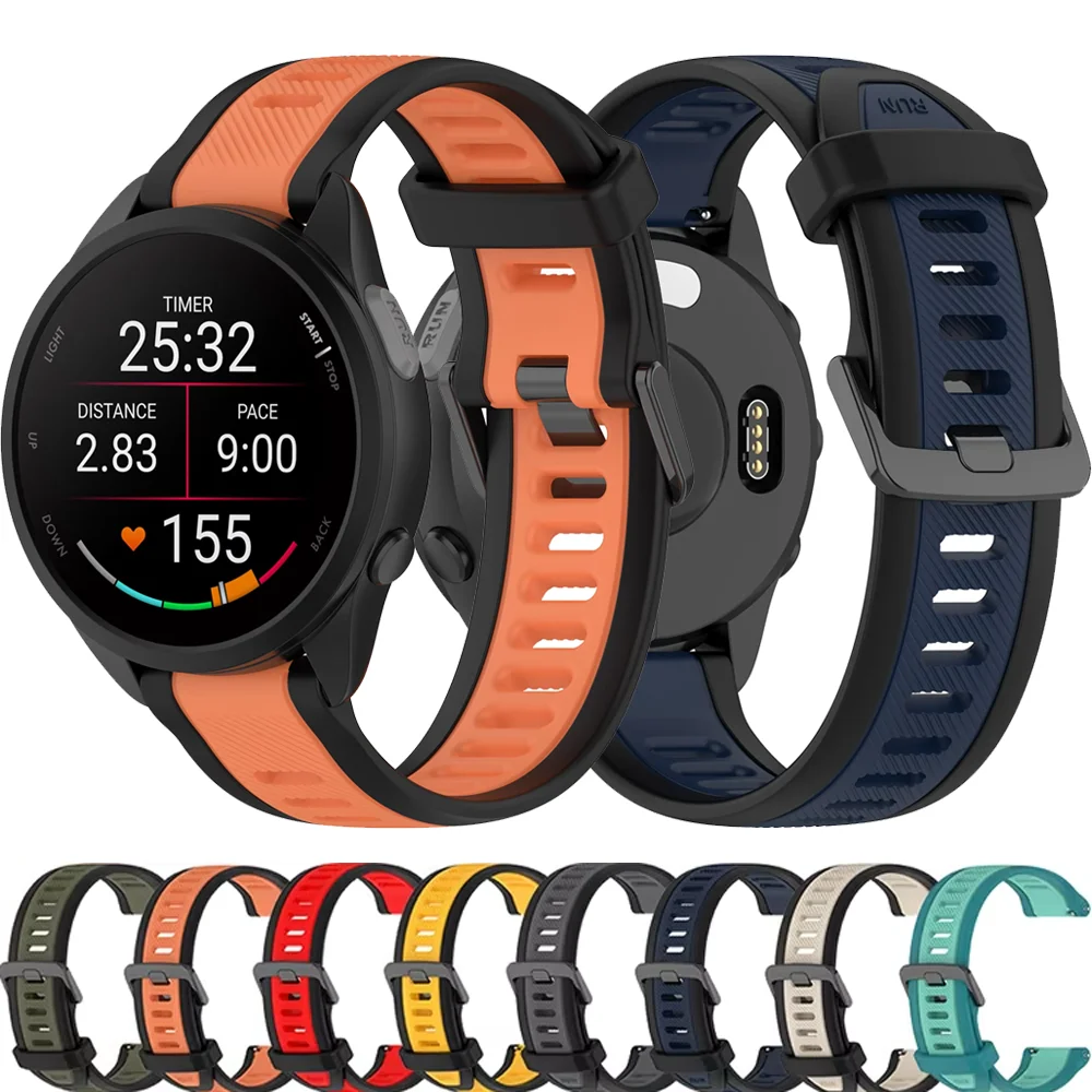 18mm 20mm 22mm Official Silicone Strap For Garmin Forerunner 165 265 965 55/Vivomove Trend Active 5 Bracelet Wristband Venu 3/2