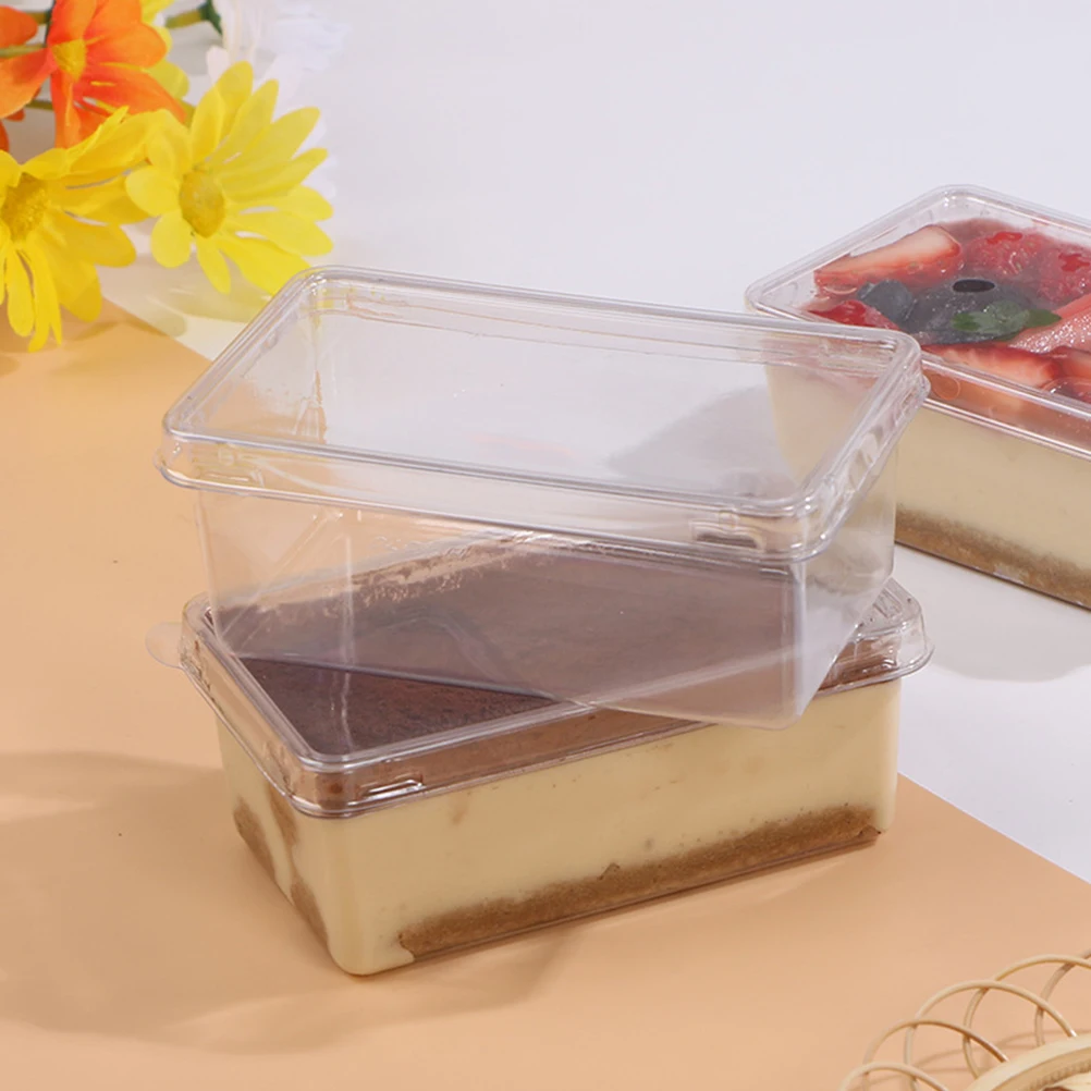 

10 Pcs Tiramisu Box Smooth Surface Containers with Lids Round Mousse Cake Plastic for The Pet Food Party Premium Material