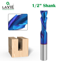 LAVIE 12.7mm 1/2 Shank 1PC Tungsten Steel Drill Bit Nano Blue Coated Cutter Carbide Router Bit CNC End Milling Bit Z13D