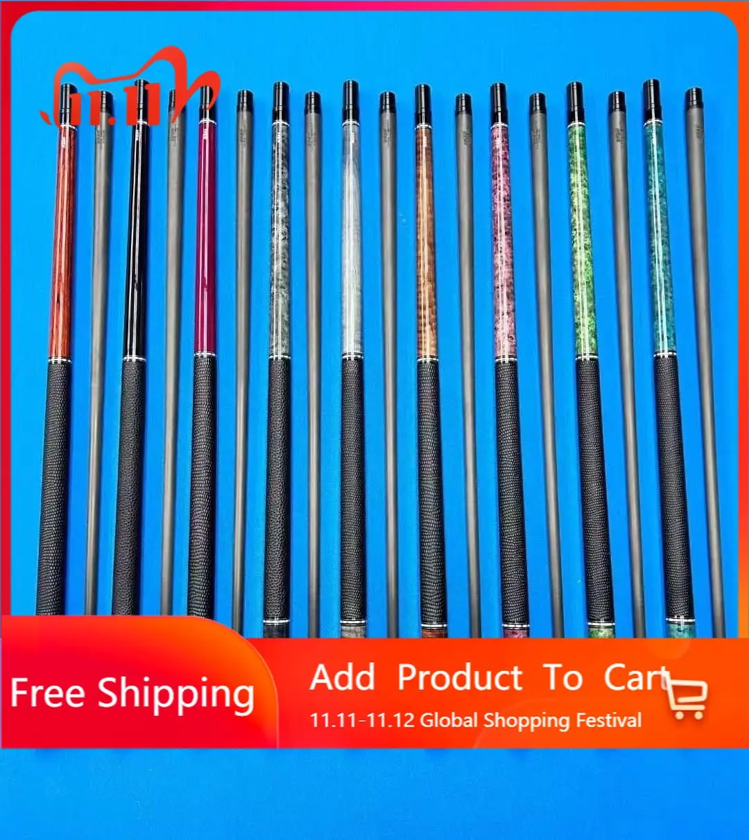 

STLF Hot Sell Yfen Pure Carbon Fiber Shaft Wavy 12.5 mm Tip 1/2 Jointed Billiard Pool Cue