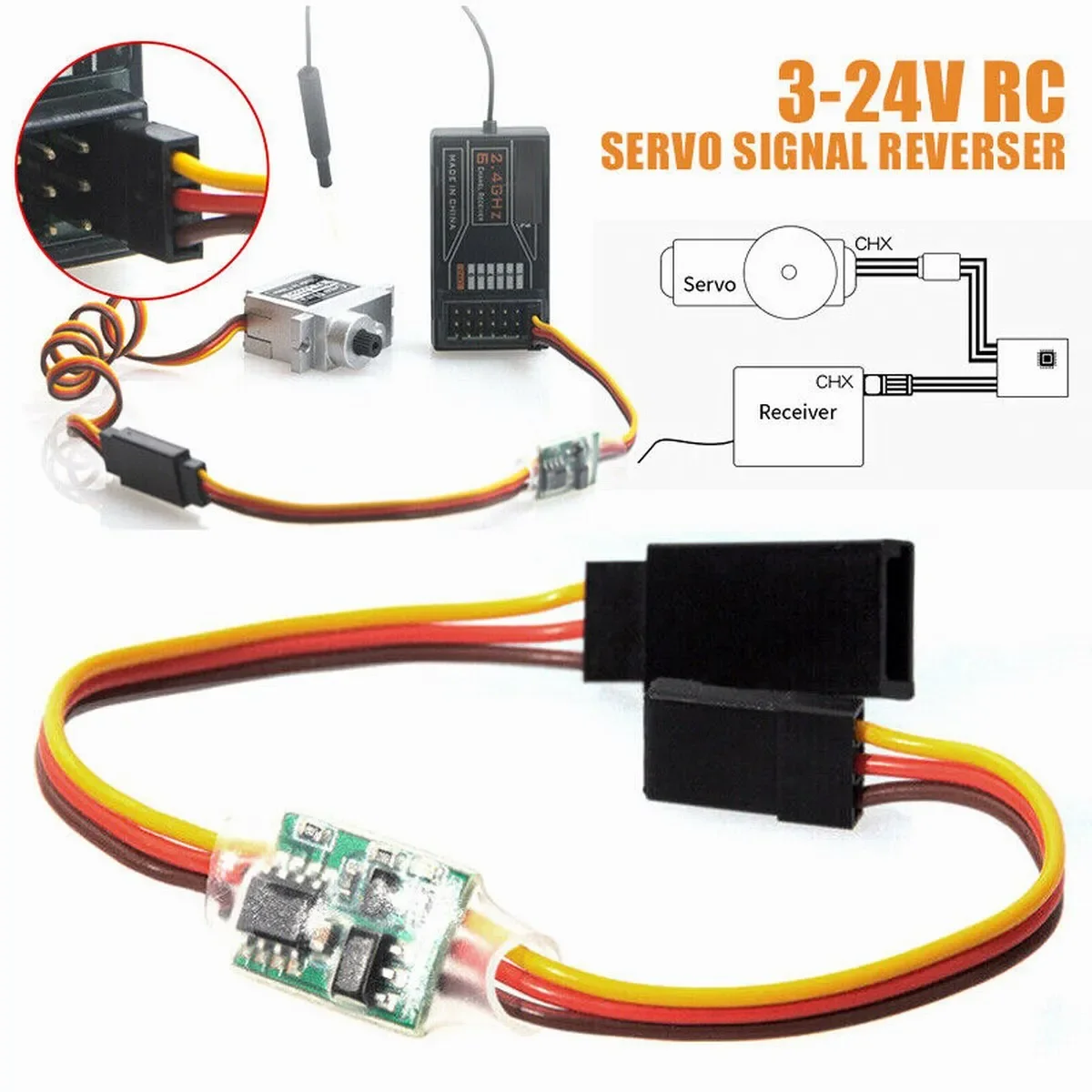 Universal 3.6V ~ 24V Servo Inverter Signal for Rc Servo for JR Futaba Plane V-tail RC Airplane Boat Car Helicopter Robot
