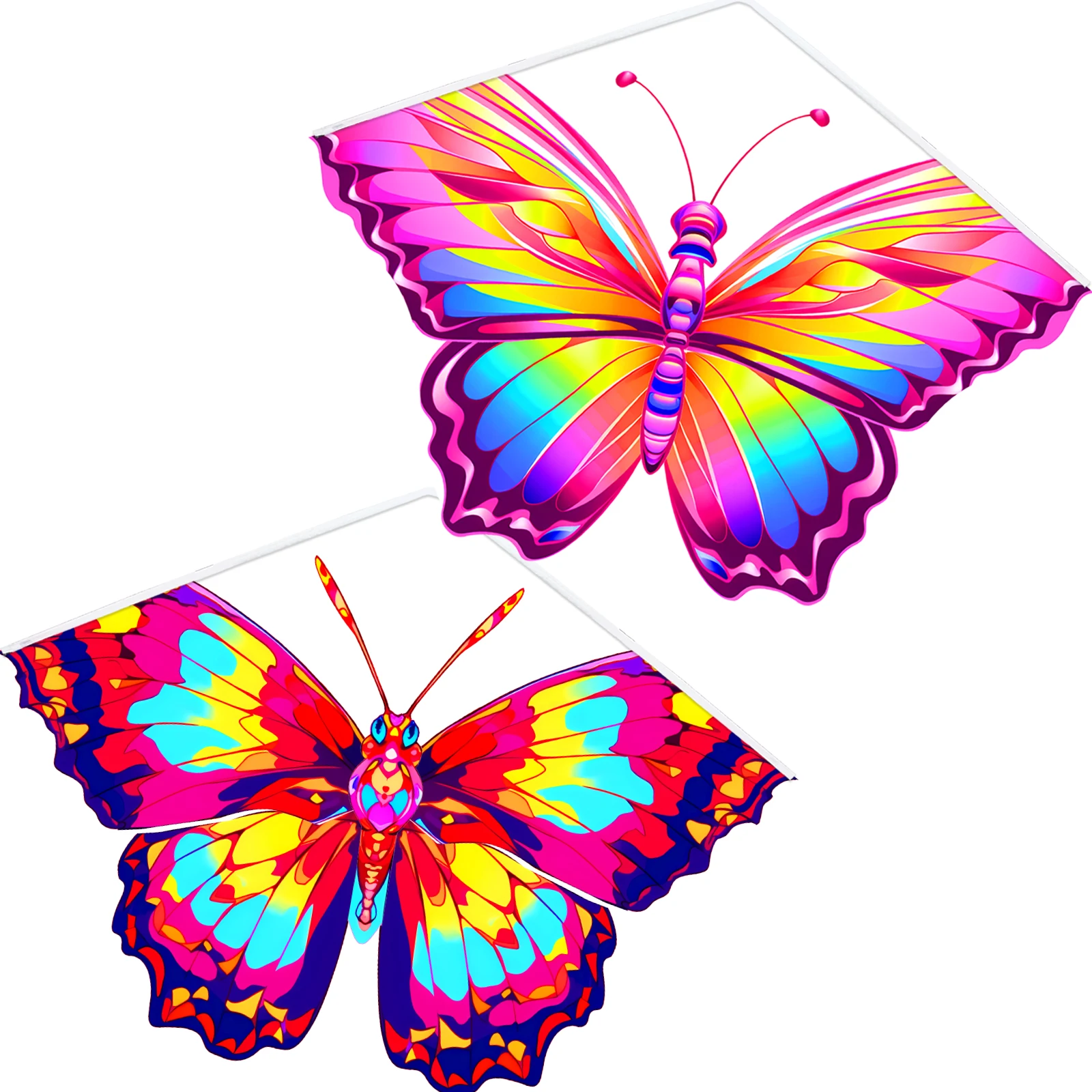 New Amazing Colorful 2Pcs/Set Butterfly Kite For Kids And Adults Good Flying With String And Handle