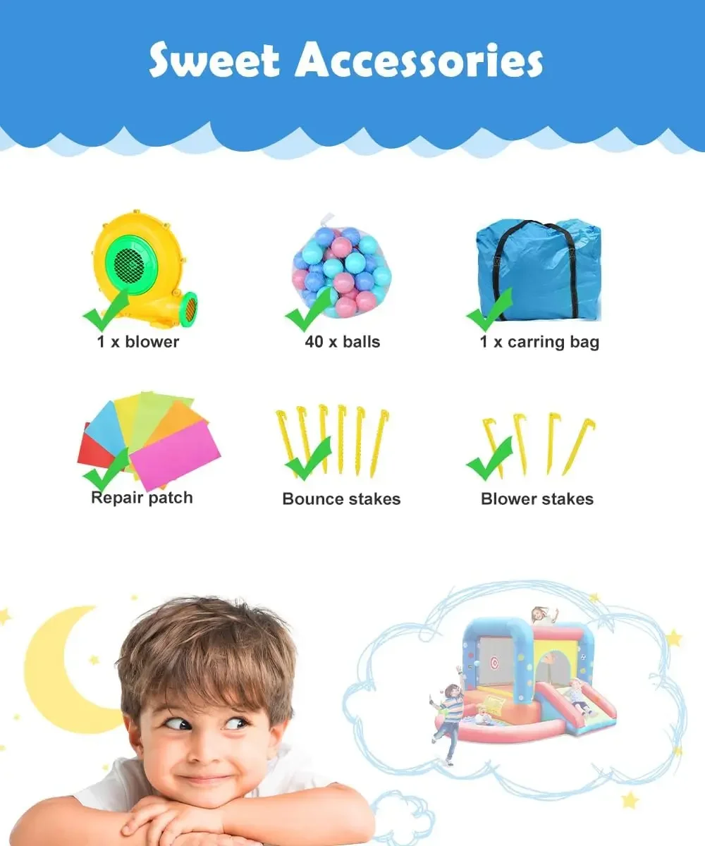 Step4Fun Inflatable Bounce House, Kids Castle Slide Bouncer for Children Jumping Outdoor and Indoor Party, Baby Backyard Water J view 6