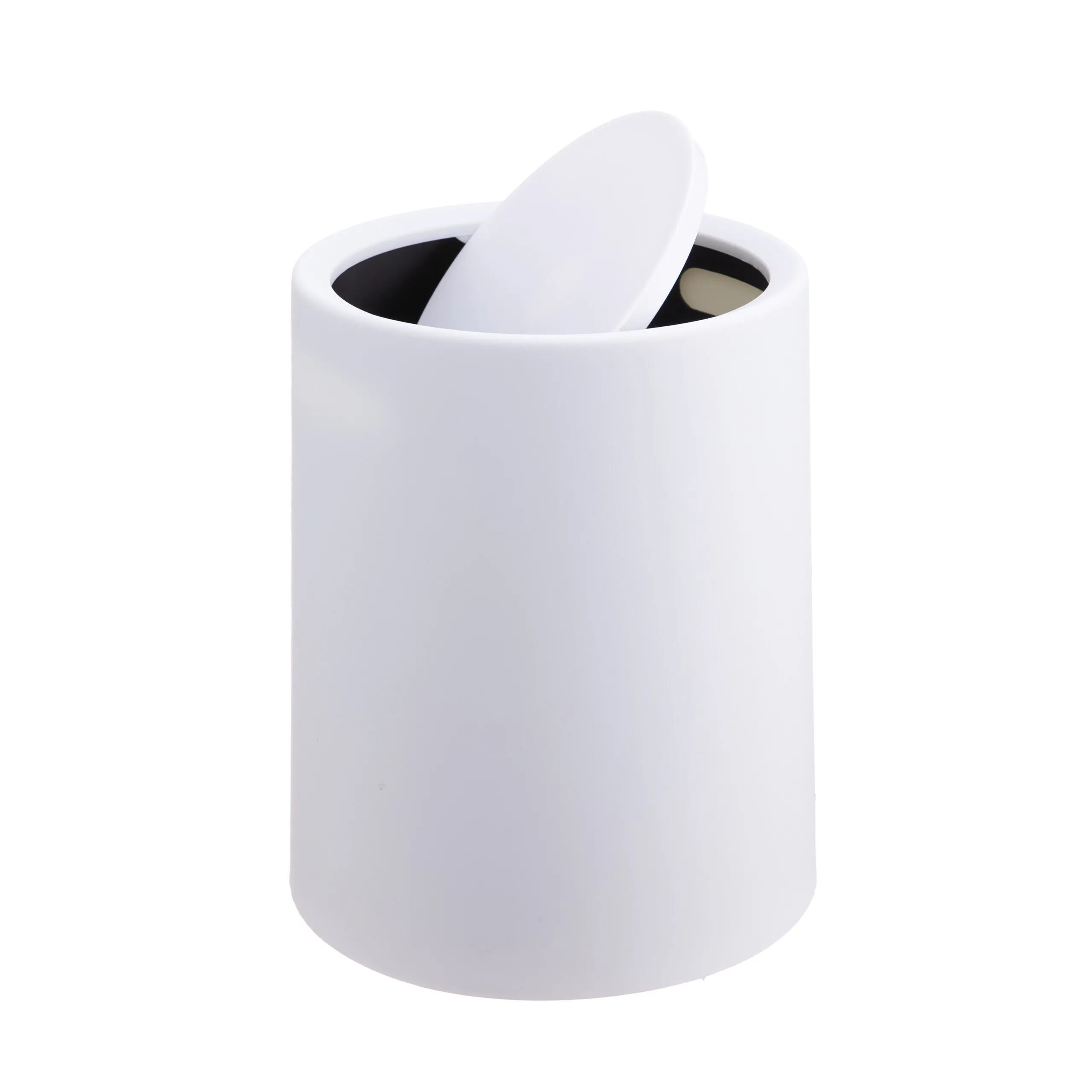 Secchio per cosmetici, con coperchio a cerniera, per bagno, toilette per ospiti e tavolo da trucco, in plastica opaca, bianco, 6 L, 26x20 cm, secchio interno, cestino per rifiuti da bagno, Relaxdays.