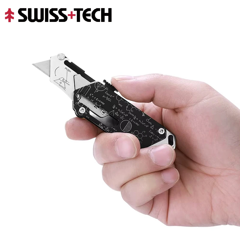 SWISS TECH Pocket Utility Knife Multitool Knives Portable 2 In 1 Unpacking Knife Cutter Box Opener Paper Cutting Tool