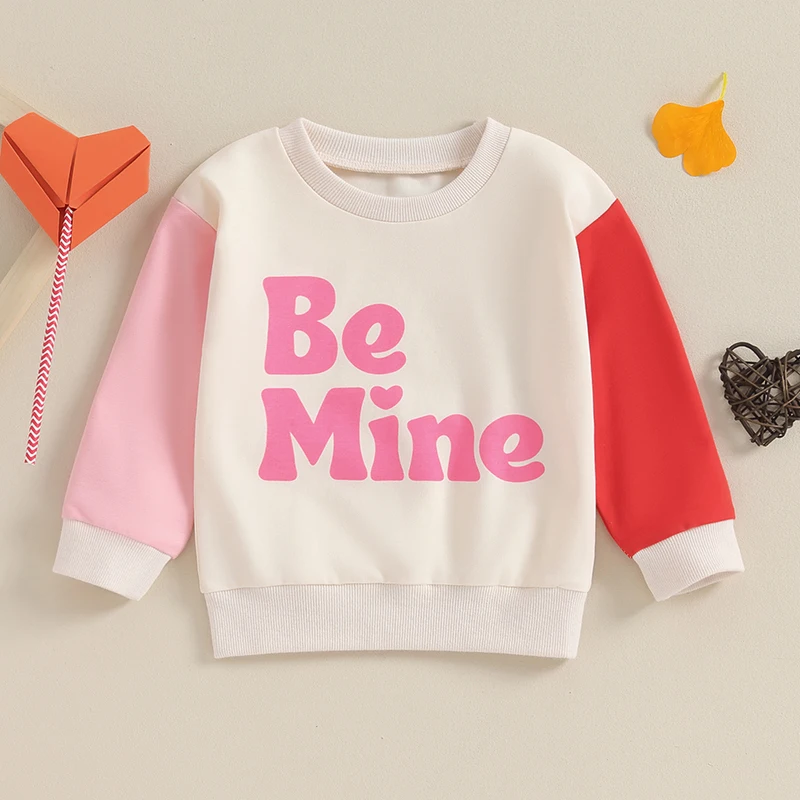 Toddler Baby Girl Boy Valentine s Day Outfits Letter Print Long Sleeve Sweatshirt Crewneck Pullover Spring Clothes