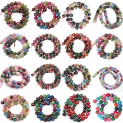 17 Types Colorful Tourmaline Beads Natural Stone Round Cube Faceted Rondelle Loose Beads for Jewelry Making DIY Charms Bracelets