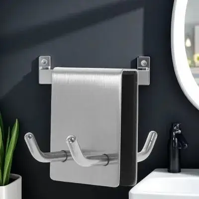 

Stainless Steel Sponge Non Slip Anti Wear Glass Protection Nail Free Strong Bearing Over Door Towel Rack Clothes for Jackets