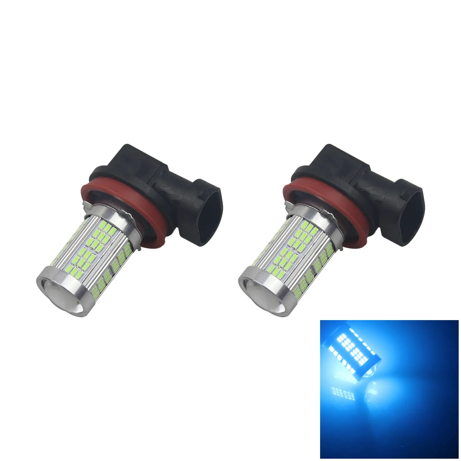 2x Ice Blue RV H11 Rear Blub Exterior Lamp DC 12V-24V 102 3014 SMD LED PGJ19-4 Z2908