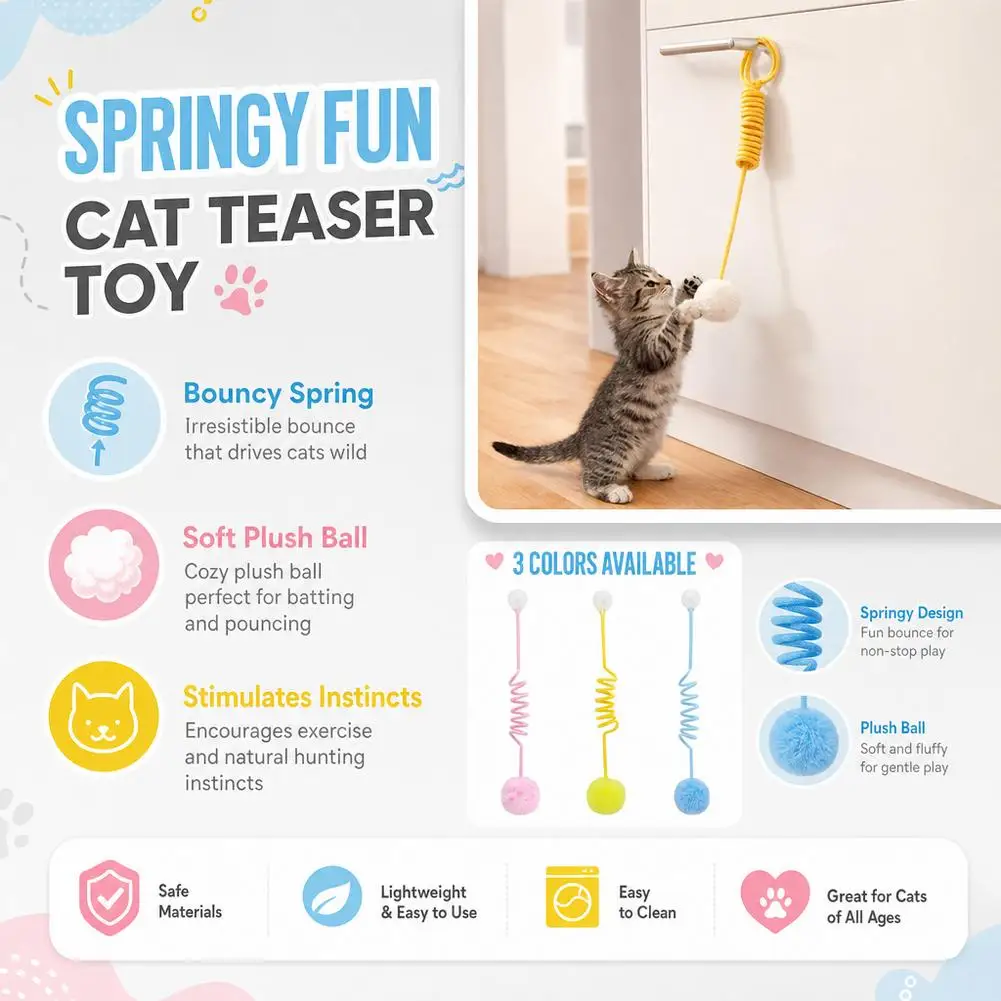 Elastic Cat Toy Rope Interactive Pet Play Accessory Durable Bite Resistant String For Indoor Outdoor Cat Chasing Exercise Fun