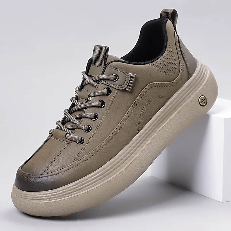 

Classic Men Sports Shoes New Trendy Male Treking Footwear Non-Slip Trainers Leather Mens Casual Shoes Outdoor Lace-Up Sneakers