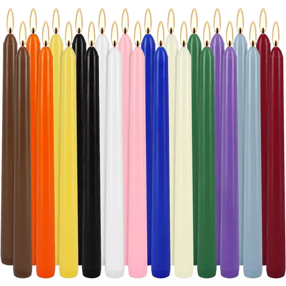 24 Unscented Taper Candles, 7-8 Hours, 0.75 x 10 Inch for Dinner, Home, Wedding, Party Decor