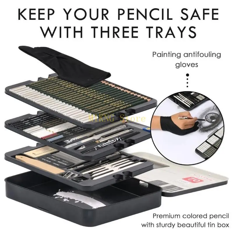 70pcs مخطط أساسي رسم الرصاص والرسم الفني ، فنان رسم رسم مجموعة أفضل بيع