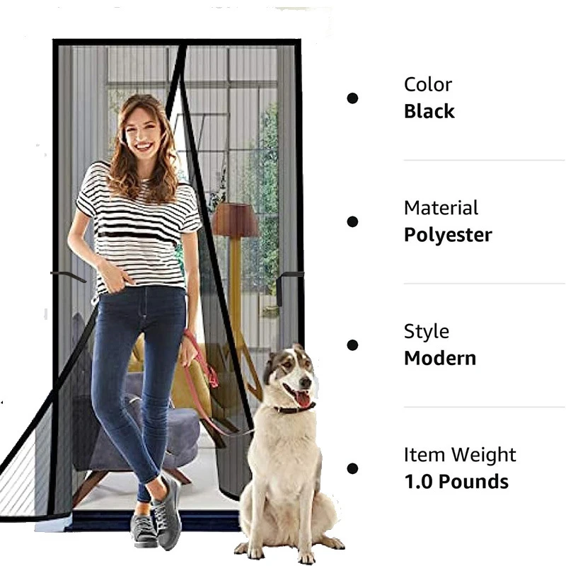 Magnetic soft gauze door curtain, no need to wear magnetic strips, summer mosquito proof door curtain, encrypted embroidery scre