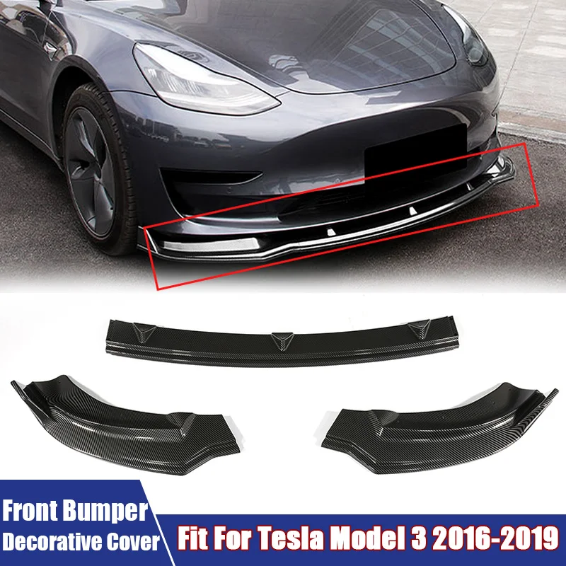 

Комплект из 3 декоративных накладок-спойлеров на передний бампер для Tesla Model 3 2016-2019, сплиттеры, элементы обвеса, автомобильные аксессуары