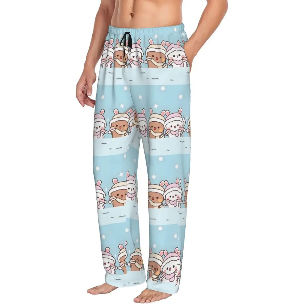 맞춤형 부부 두두 파자마 바지 남성용 신축성 있는 허리밴드 귀여운 수면복 포켓 포함