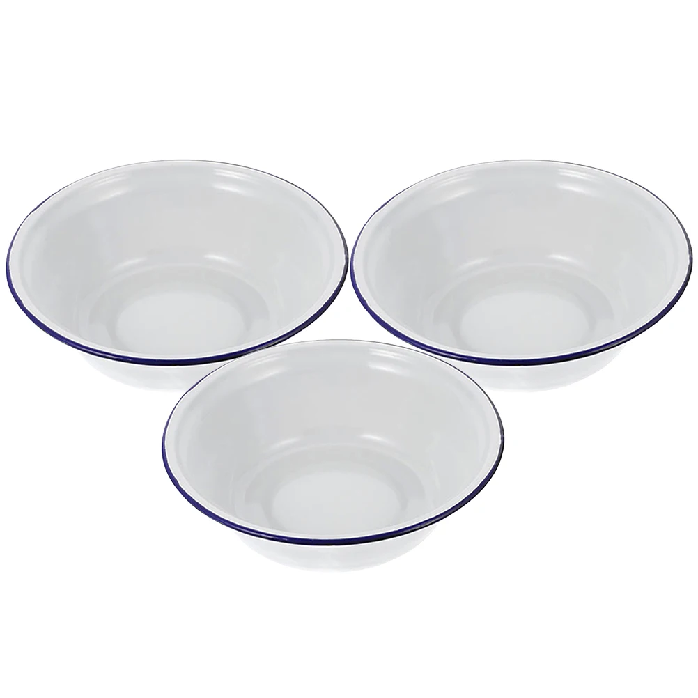 

Enamel Bowl Basin White Large Soup Vegetable Basin Salad Serving Old Fashioned Bowls Kitchen Enamelware Safe Retro