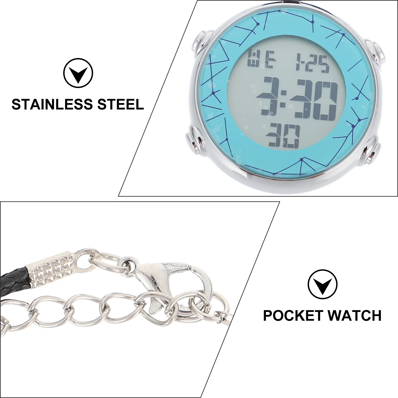 

Electronic Pocket Neck Hanging Watch Digital Hanging Alarm Chronograph Calendar Multifunction Travel Pendant Necklace Gift