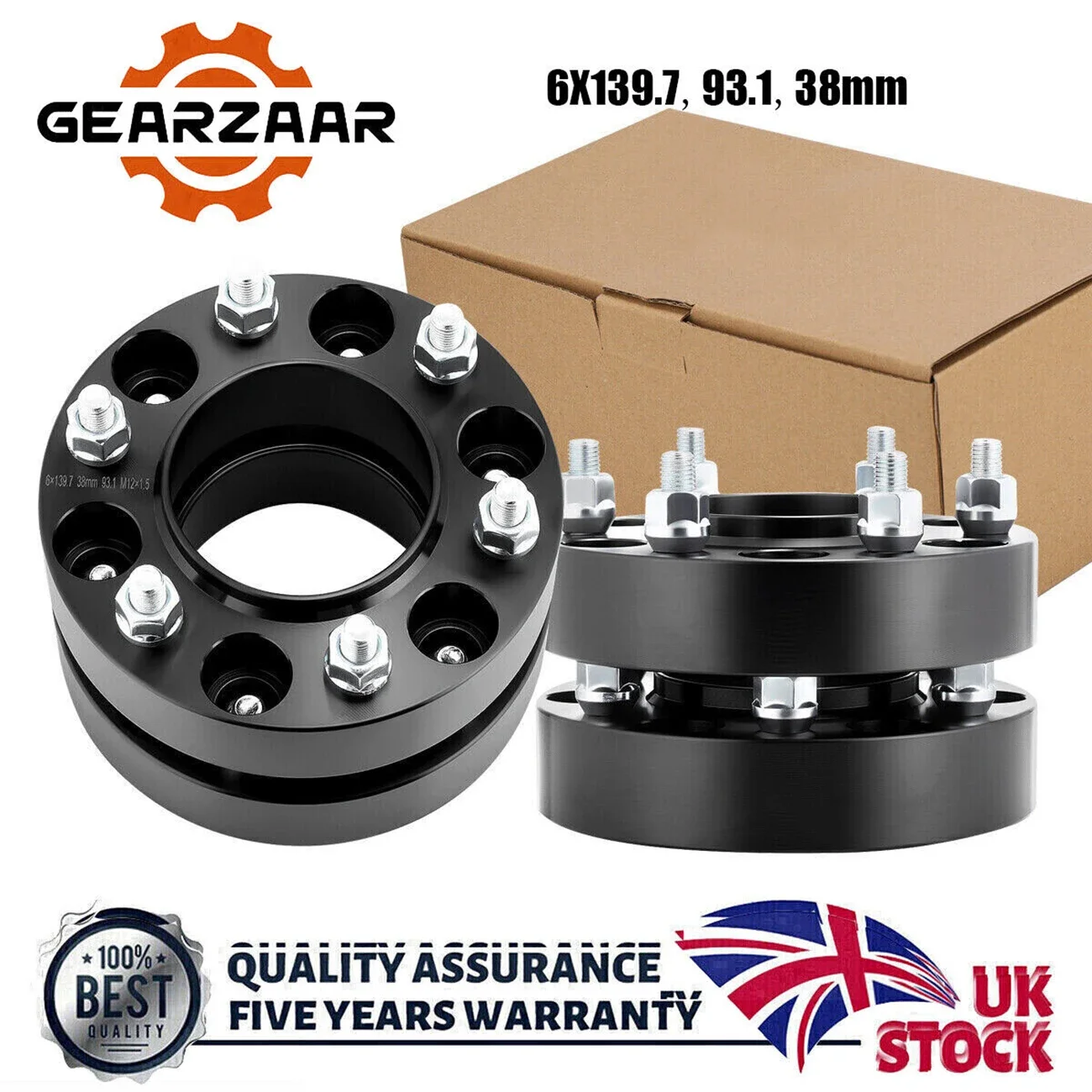 4Pcs Wheel Spacers For Ford Ranger All Models 38mm Spacer Kit &Bolts 6x139.7 Bolt-on Alloy Hub Centric 93.1 Vehicle Specific x 4