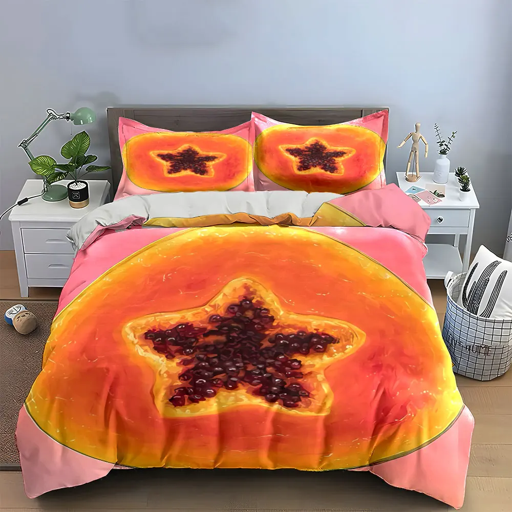 

Star Fruit Pattern Home Decor Set Bedding Set with 1 Duvet Cover 2 Pillowcases Single Double King Queen, Gift
