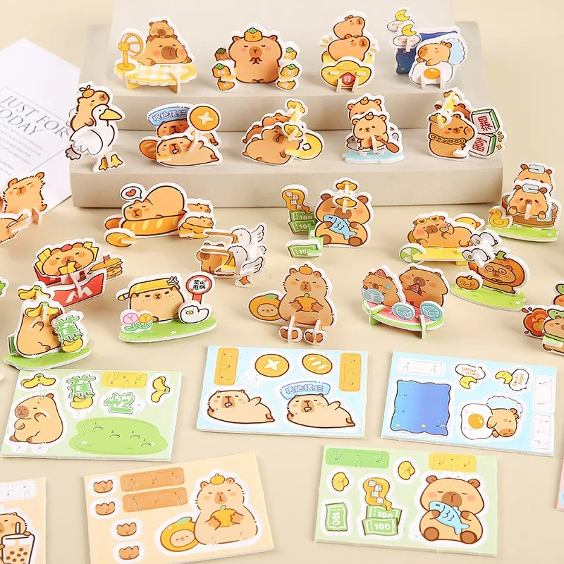 귀여운 카피바라 3D 종이 퍼즐 조기 교육 장난감 크리스마스 생일 파티 선물 만화 DIY 퍼즐 어린이 교실 보상 선물