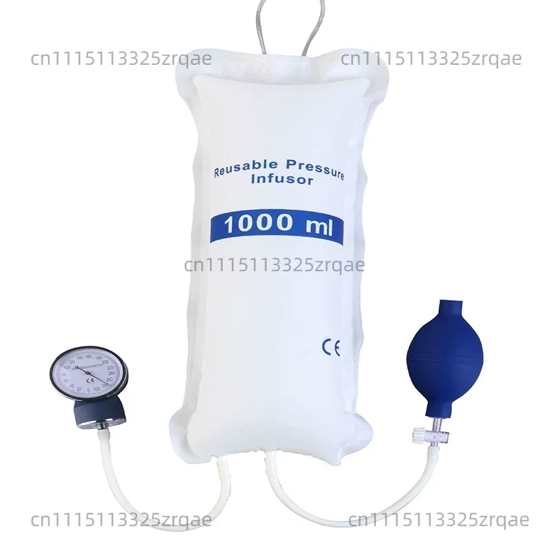 Use a 1000ml infusion bag pressure bag with a pressure gauge or column indicator