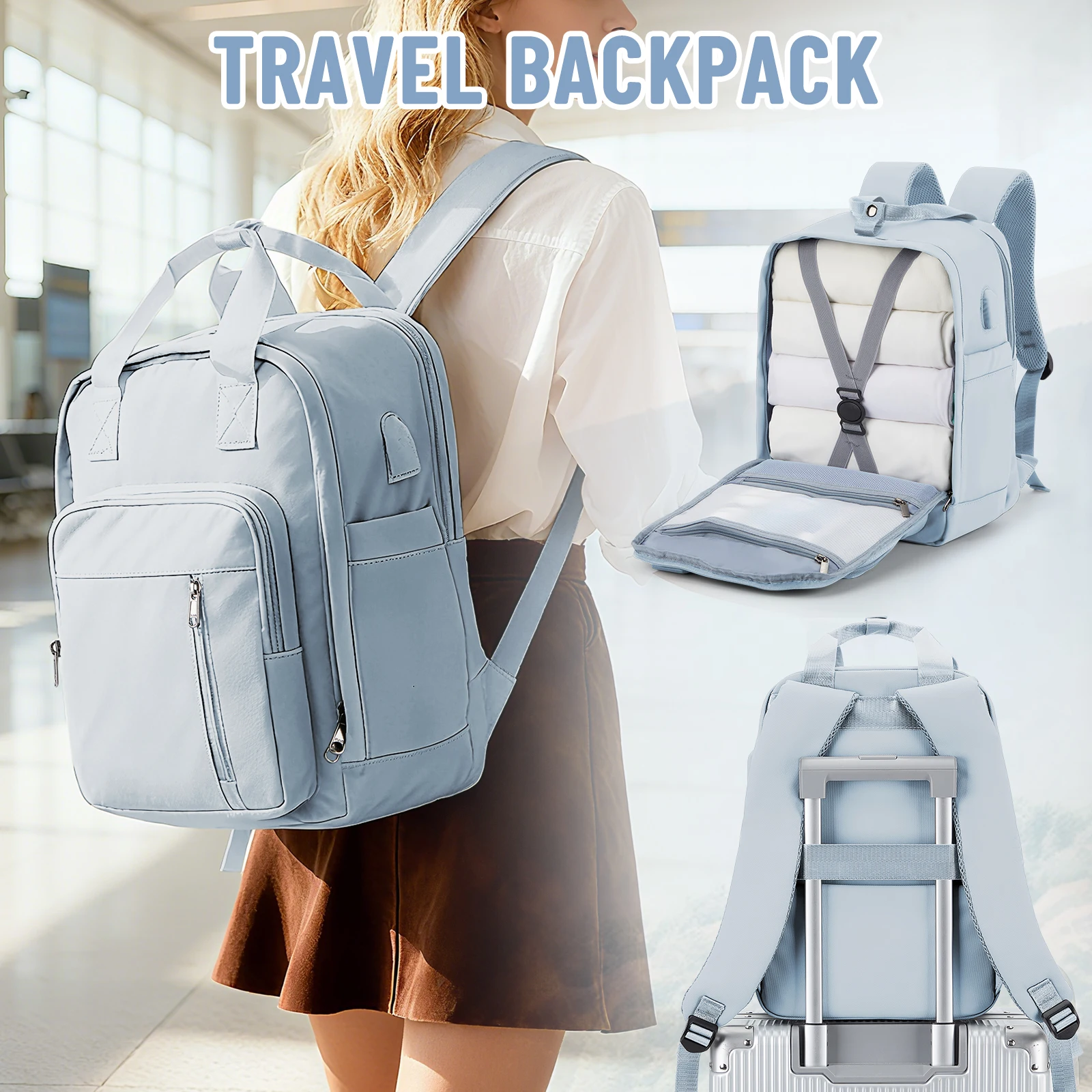 תיק גב לנשים בגודל 40x20x25 מבית Mochila Travel Cabina Avion, תיק גב לספרייה בבית הספר, תיק גב לסוף השבוע