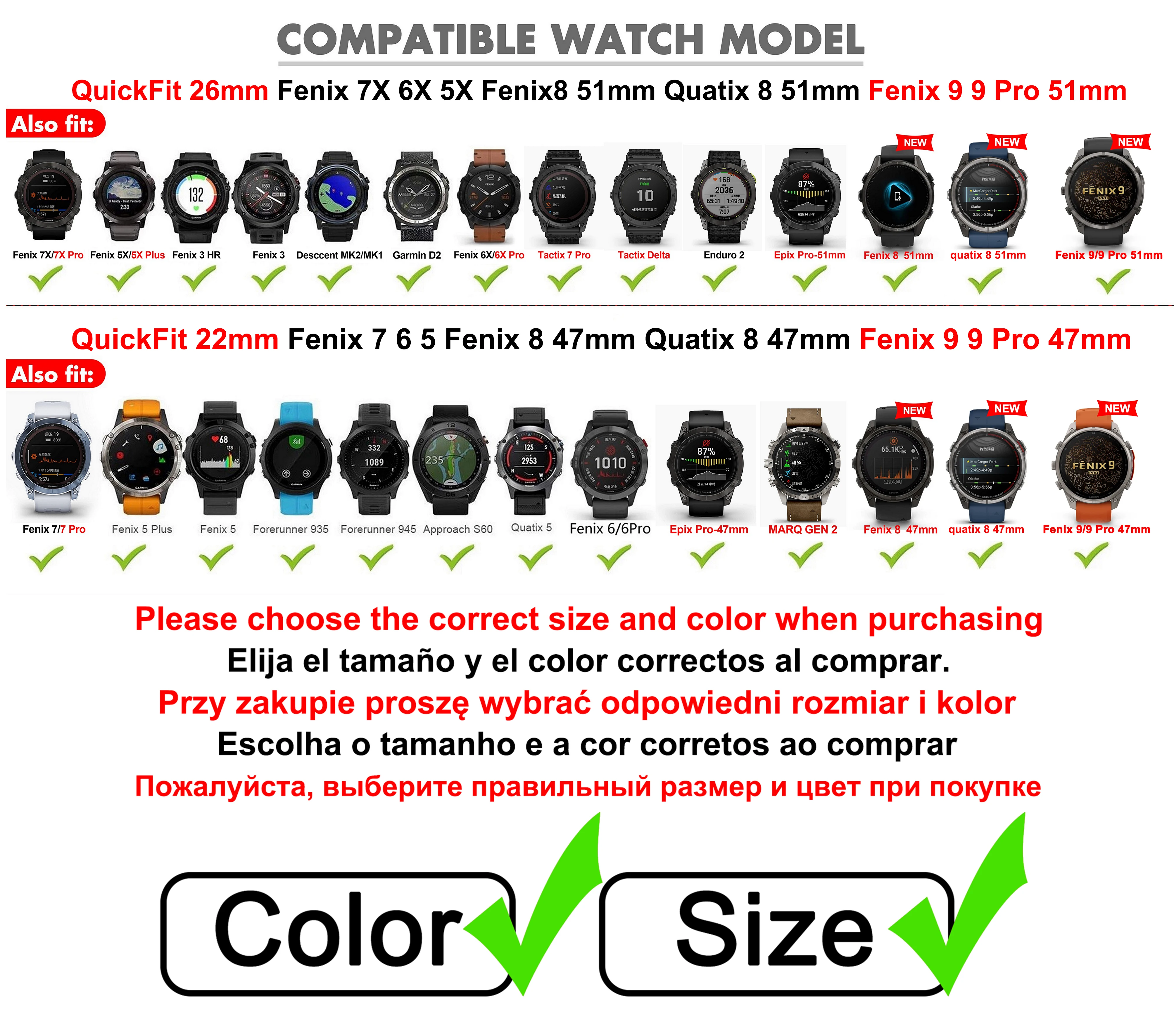 QuickFit 22 26mm Silicone Band for Garmin Fenix 9 9 Pro Quatix 8 Fenix 8 51mm 47mm Epix 5 5X 6X 6 7 7X Pro Solar Sport Bracelet