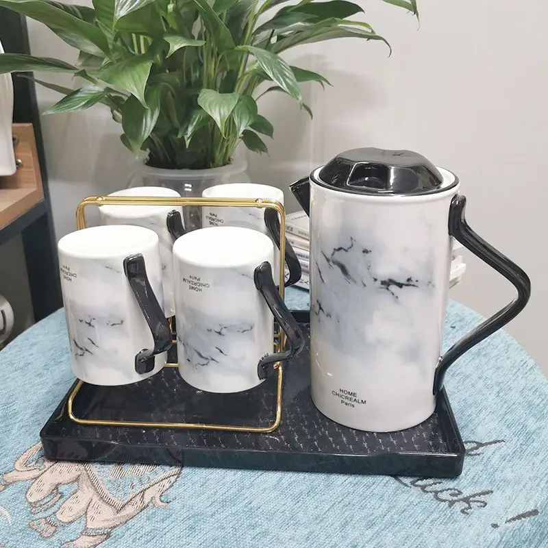 Ink Painting Ceramic Cup Set Six Pieces Drinkware Gift Box Home Office