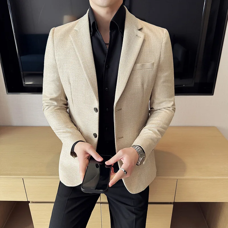 

Осенний новый мужской костюм: модный, приталенный, повседневный, универсальный пиджак