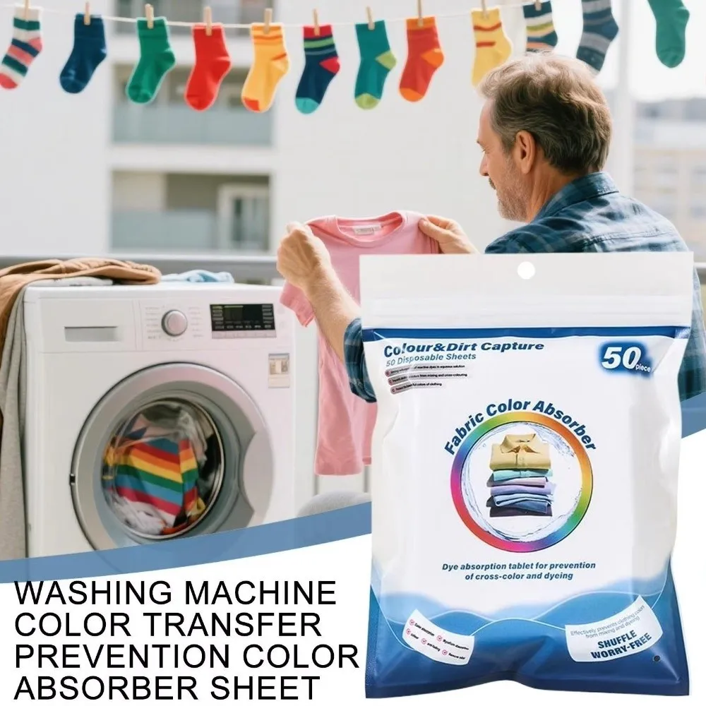 50PCS White Laundry Tablets Color Keeping Anti-String Anti-Staining Sheets Mixing Wash Clear Odor