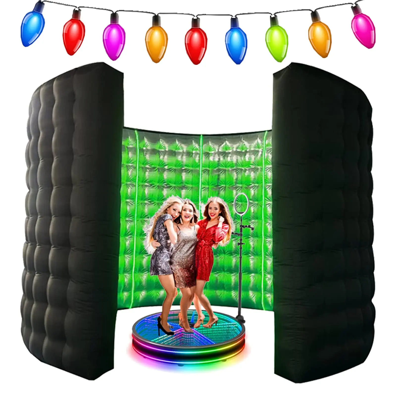 

360 Inflatable Photo Booth Wall Selfie Booth Backdrop with led light Suitable for Birthday Party Weddings Mall Photography Props