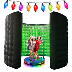 360 Inflatable Photo Booth Wall Selfie Booth Backdrop with led light Suitable for Birthday Party Weddings Mall Photography Props