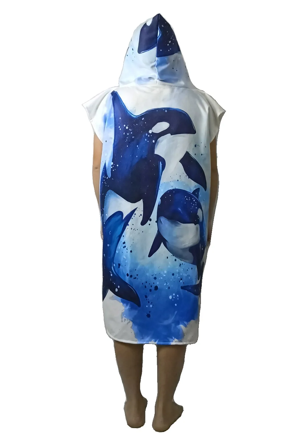 

Unisex Hooded Poncho Towel Surf Swim Robe, Sea Orcas, Whale, Dolphin Pattern, Adult and Kid,Holiday Gift,Drop Shipping,Wholesale