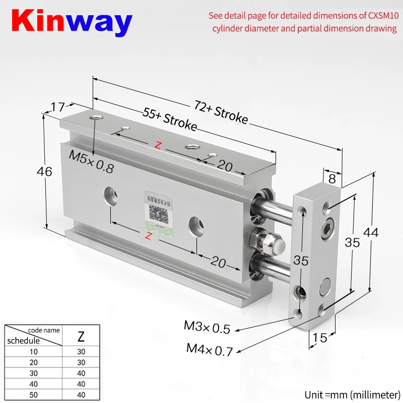 Kinway double shaft double rod cylinder small pneumatic TR15/CXSM10-10/6 x20x30SMC * 50/60-100