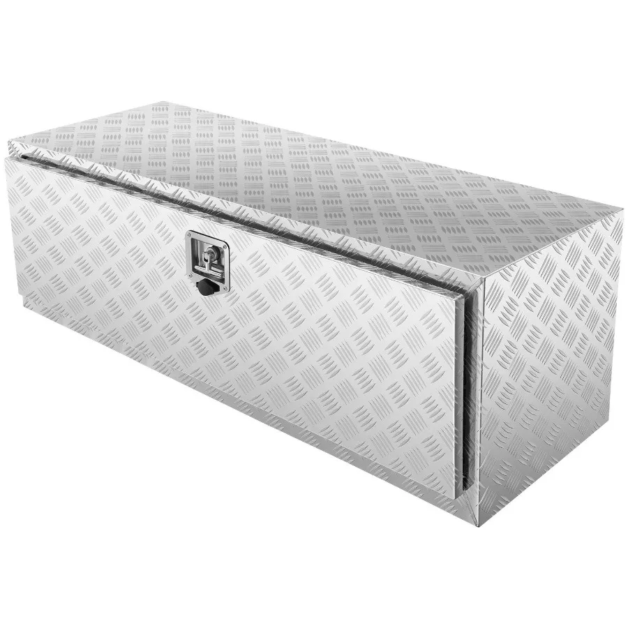 

Ящик для грузовика Underbody 48 × 24 × 24 Ящик для хранения пикапа Сверхмощный алюминиевый ящик для инструментов с ромбовидной пластиной с замком и ключами Водонепроницаемая дорожка