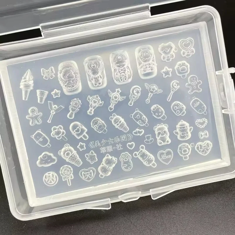 1 szt. Hello Kitty Piękne Dziewczyny Forma Akrylowa 3D do Paznokci Ozdoba Paznokci DIY Silikonowy Szablon do Paznokci Forma do Paznokci