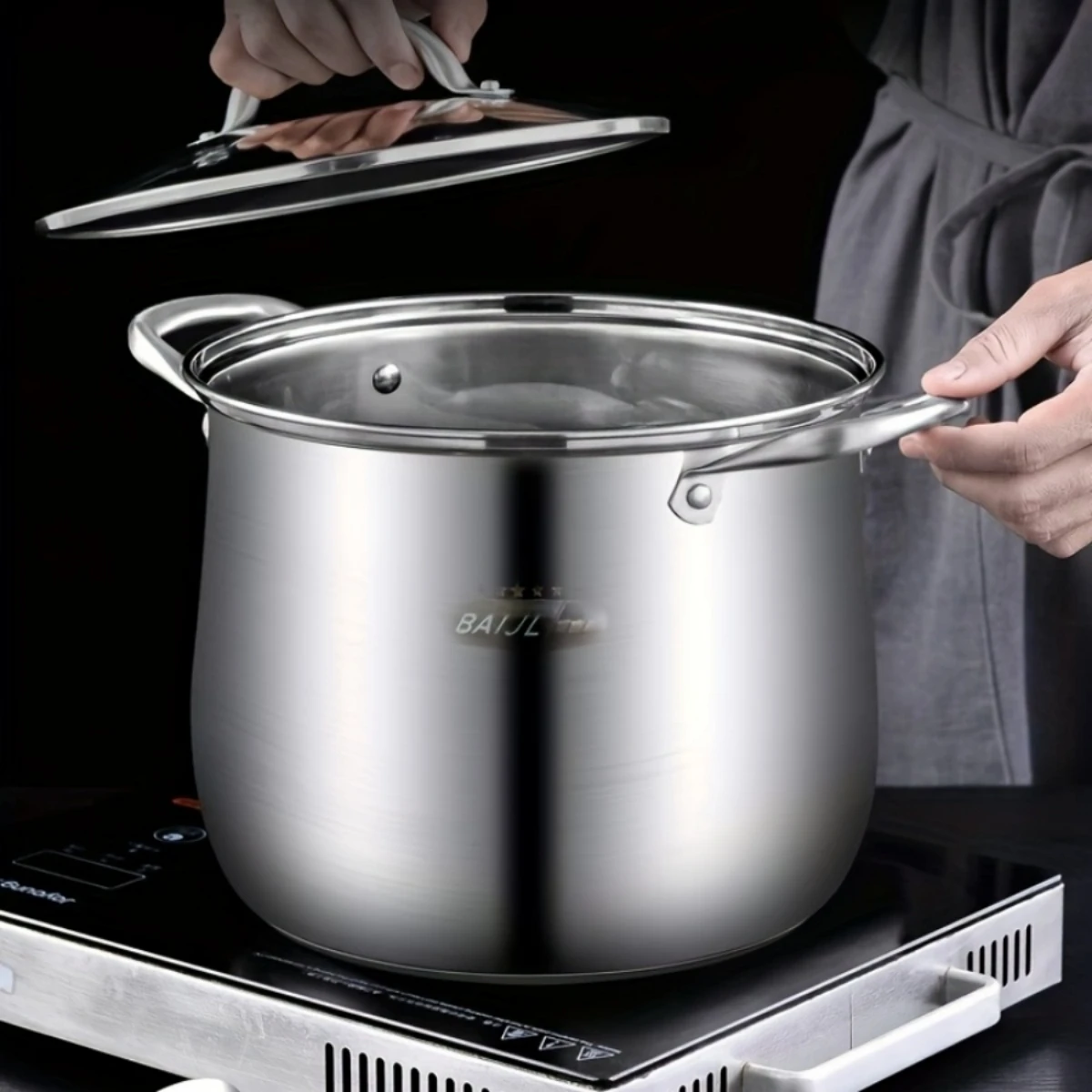 

Jiagao Soup Pot SUS304 Stainless Steel Super high Soup Pot Boiling Soup Pot Soup Steaming Pot Fudi Household Cooking Congee Soup