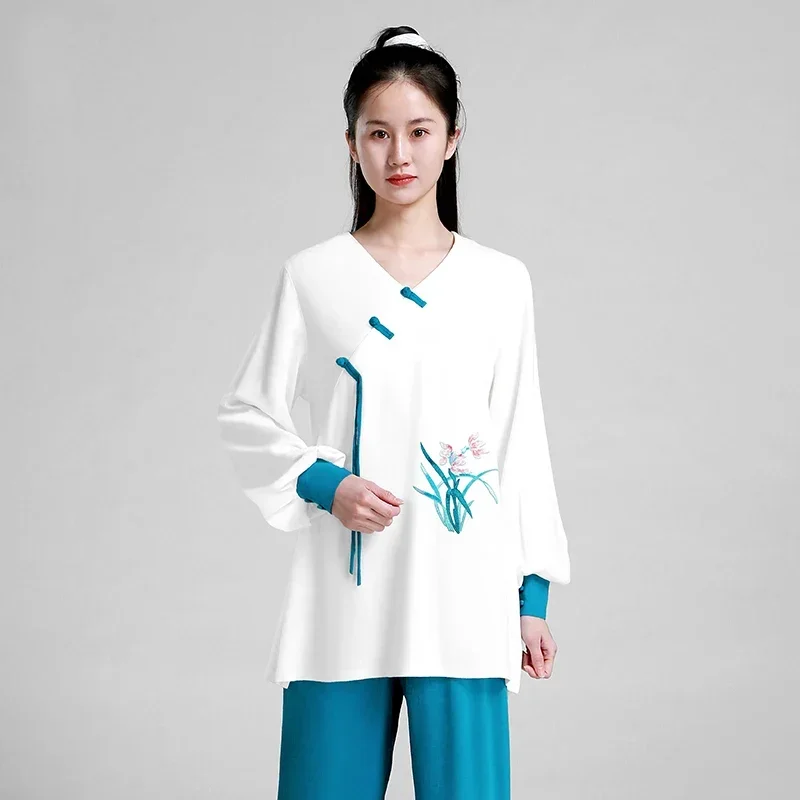 Kung Fu Dress Tai Chi Clothes Martial Art Uniform Wushu Clothing Women Girl Breathable Kun Master  New Style White