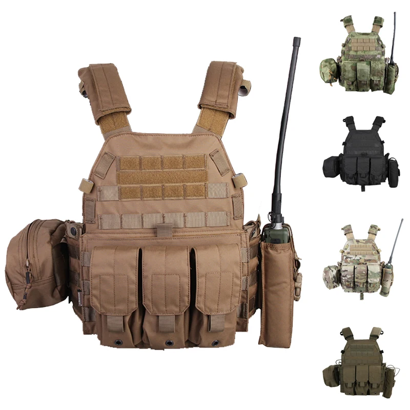 Emersongear LBT 6094A Style Plate Carrier W/ 3 Pouches Protective Gear Hunting Combat Tactical Vest Nylon EM7440